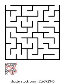 Labyrinth, maze conundrum for kids. Entry and exit. Children puzzle game. Vector illustration