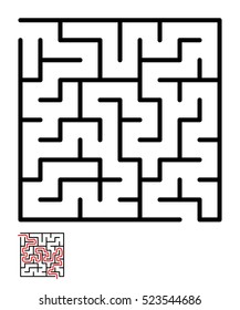 Labyrinth, maze conundrum for kids. Entry and exit. Children puzzle game. Vector illustration