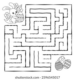 Labyrinth maze Easter bunny and Easter eggs holiday. Educational game for children.