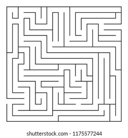 Labyrinth. Maze. Entrance and exit. Find the way. Black and white vector illustration.