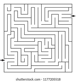 Labyrinth. Maze. Entrance and exit. Find the way. Black and white vector illustration.