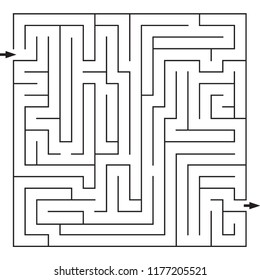 Labyrinth. Maze. Entrance and exit. Find the way. Black and white vector illustration.