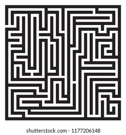 Labyrinth. Maze. Entrance and exit. Find the way. Black and white vector illustration.