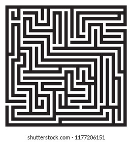 Labyrinth. Maze. Entrance and exit. Find the way. Black and white vector illustration.