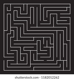 Labyrinth. Maze. Entrance and exit. Find the way. Black and white vector illustration.