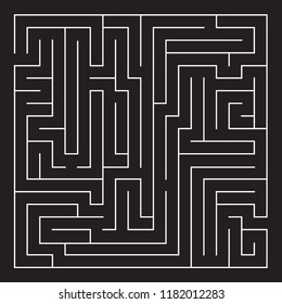 Labyrinth. Maze. Entrance and exit. Find the way. Black and white vector illustration.