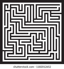 Labyrinth. Maze. Entrance and exit. Find the way. Black and white vector illustration.