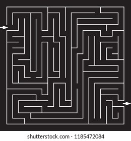 Labyrinth. Maze. Entrance and exit. Find the way. Black and white vector illustration.