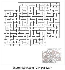  Laberinto o laberinto con entrada y salida. Puzzle o juego lógico en forma de rectángulo. Vector e ilustración Plantilla.