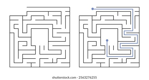 Labyrinth Maze Game for Children Worksheet with Solution 