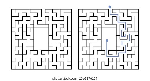 Labyrinth Maze Game for Children Worksheet with Solution 