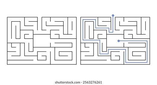 Labyrinth Maze Game for Children Worksheet with Solution 