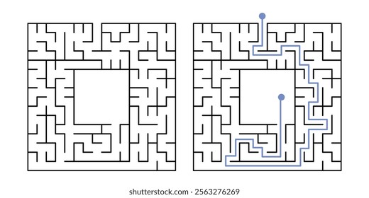 Labyrinth Maze Game for Children Worksheet with Solution 