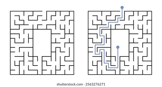 Labyrinth Maze Game for Children Worksheet with Solution 