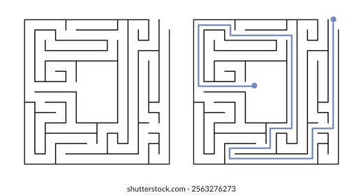 Labyrinth Maze Game for Children Worksheet with Solution 