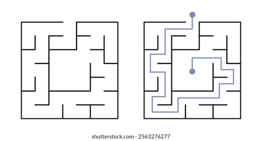 Labyrinth Maze Game for Children Worksheet with Solution 