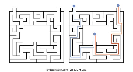 Labyrinth Maze Game for Children Worksheet with Solution 