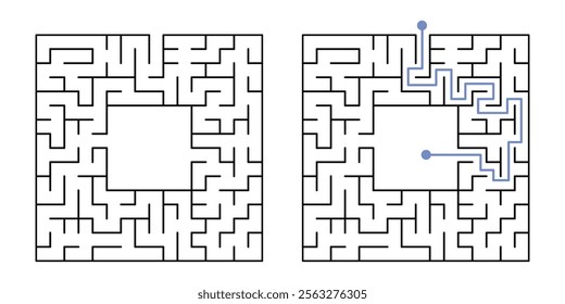 Labyrinth Maze Game for Children Worksheet with Solution 