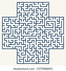 Labyrinth (maze) game design. Vector graphic illustration of complex maze (labyrinth) game.
