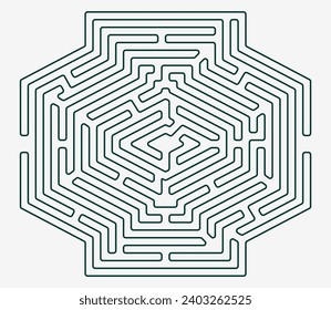 Labyrinth (maze) game design. Vector graphic illustration of complex maze (labyrinth) game.