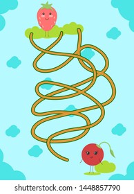Labyrinth. Maze game for kids. Vector illustration.Help to find path, Children education