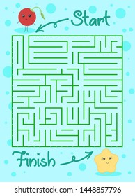 Labyrinth. Maze game for kids. Vector illustration.Help to find path, Children education