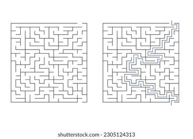 Labyrinth laberíntico laberíntico laberíntico laberíntico de ilustración vectorial de juegos con solución. Encuentra la manera correcta, simple juego lógico. Rompecabezas para los niños.