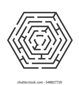 Labyrinth or Maze Hexagon Shape for Business, Game, Books, Leisure. Vector illustration
