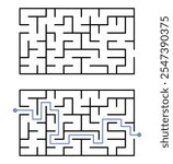 Labyrinth Maze for Kids and The Answer, Simple Square Labyrinth Maze