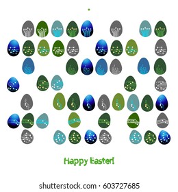 Labyrinth or maze made of Easter eggs in circuit board style. Happy Easter greeting card. Vector Illustration