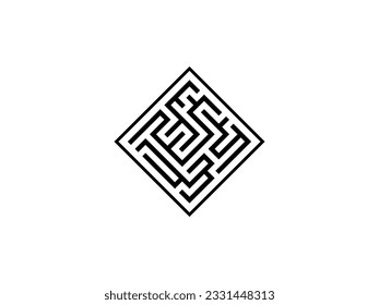 labyrinth maze square logo design