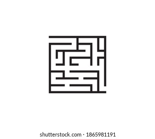 Labyrinth oder Labyrinth Strategie Konzept Symbol. Vektorgrafik, flach.