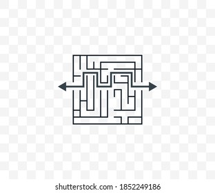 Labyrinth, maze, strategy icon on transparent background. Vector illustration.