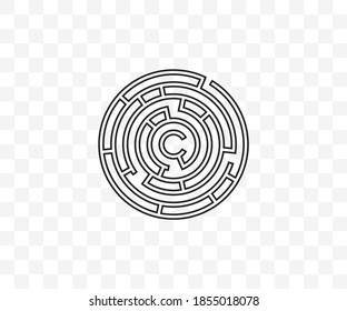 Labyrinth, maze, strategy icon on transparent background. Vector illustration.