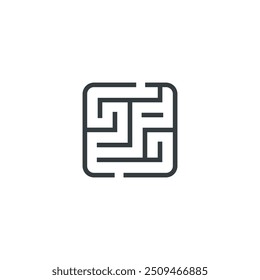 Labyrinth maze strategy solution logic icon, vector illustration