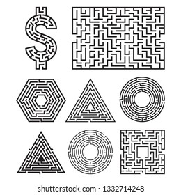 Labyrinth Maze Symbol Shape Vector Illustration.