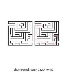 Labyrinth maze way from start and finish, education logic for kids. Vector illustration template
