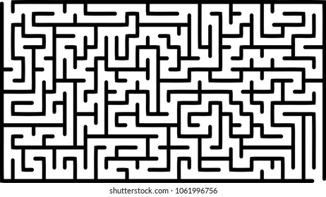 Labyrinth of medium complexity. Vector illustration of a maze. Abstract geometric background. Black and white mosaic backdrop.