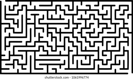 Labyrinth of medium complexity. Vector illustration of a maze. Abstract geometric background. Black and white mosaic backdrop.