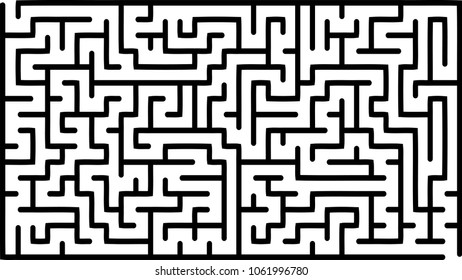 Labyrinth of medium complexity. Vector illustration of a maze. Abstract geometric background. Black and white mosaic backdrop.