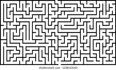 Labyrinth of medium complexity. Vector illustration of a black and white maze pattern. Geometrical backdrop.