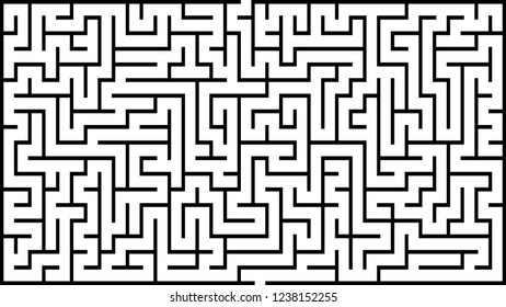 Labyrinth of medium complexity. Vector illustration of a black and white maze pattern. Geometrical backdrop.