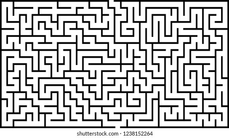 Labyrinth of medium complexity. Vector illustration of a black and white maze pattern. Geometrical backdrop.