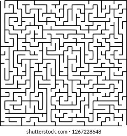Labyrinth of medium complexity. Vector illustration of a maze. Black and white pattern.