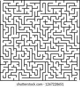 Labyrinth of medium complexity. Vector illustration of a maze. Black and white pattern.