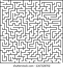 Labyrinth of medium complexity. Vector illustration of a maze. Black and white pattern.