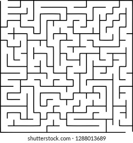 Labyrinth of medium complexity. Vector illustration of a maze. Abstract geometric background. Black and white pattern.