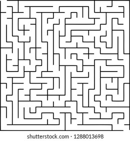 Labyrinth of medium complexity. Vector illustration of a maze. Abstract geometric background. Black and white pattern.