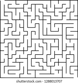 Labyrinth of medium complexity. Vector illustration of a maze. Abstract geometric background. Black and white pattern.