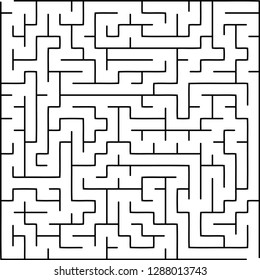 Labyrinth of medium complexity. Vector illustration of a maze. Abstract geometric background. Black and white pattern.